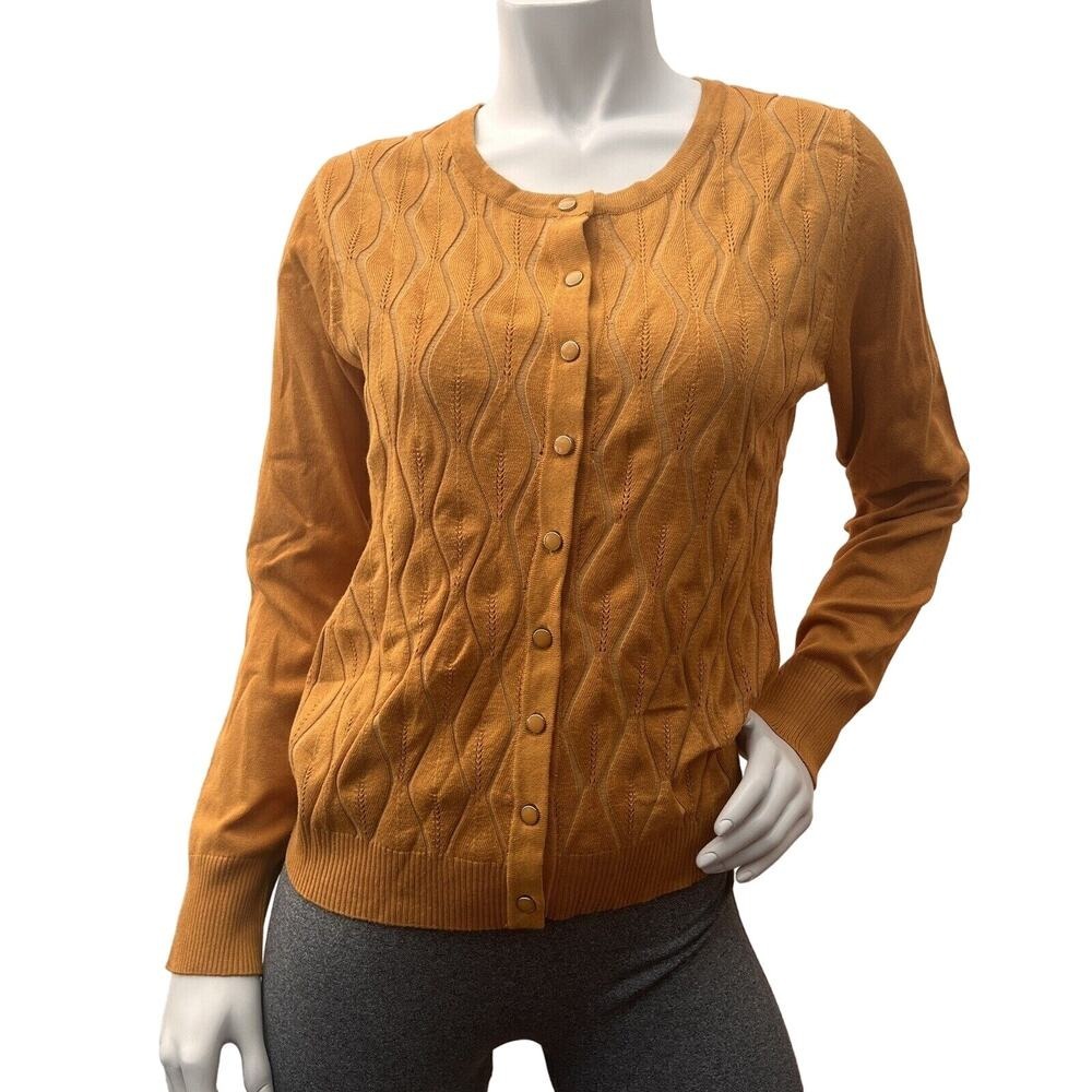 Bellissima USA Orange Knit Button Down Sweater size M